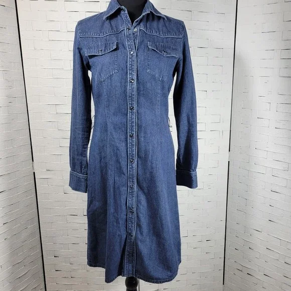 The Limited | Dresses | The Limited Western Snap Denim Shirt Dress Long  Sleeves Size 4 | Poshmark